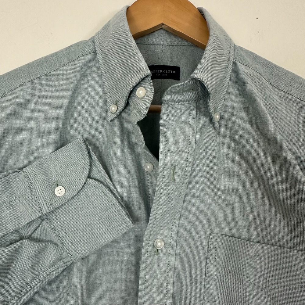 Proper Cloth The Clark OCBD Oxford Shirt Green Button Down Mens 15.5 31